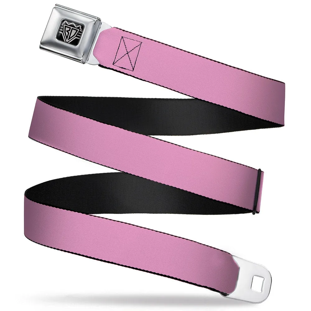 BD Wings Logo CLOSE-UP Full Color Black Silver Seatbelt Belt - Baby Pink Webbing