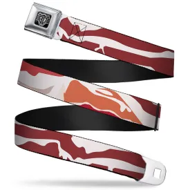 BD Wings Logo CLOSE-UP Full Color Black Silver Seatbelt Belt - Bacon CLOSE-UP Webbing