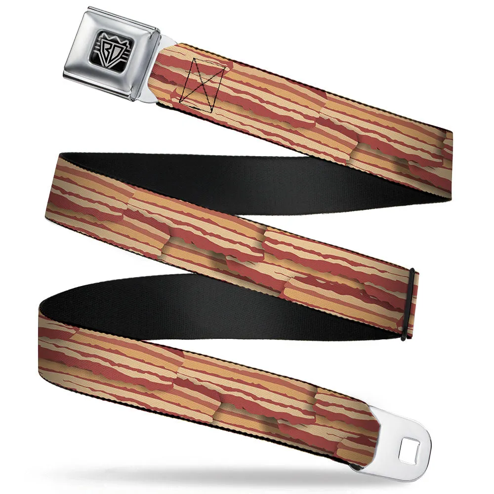 BD Wings Logo CLOSE-UP Full Color Black Silver Seatbelt Belt - Bacon Stacked Webbing