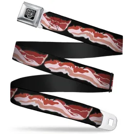 BD Wings Logo CLOSE-UP Full Color Black Silver Seatbelt Belt - Bacon Webbing