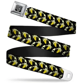 BD Wings Logo CLOSE-UP Full Color Black Silver Seatbelt Belt - Banana Peeled w/Sunglasses Black/Yellow Webbing