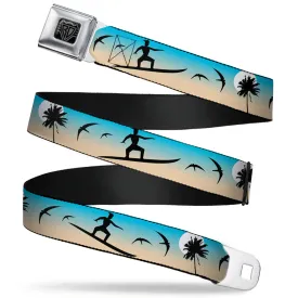 BD Wings Logo CLOSE-UP Full Color Black Silver Seatbelt Belt - Beach Surfer Webbing