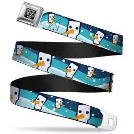 BD Wings Logo CLOSE-UP Full Color Black Silver Seatbelt Belt - Block Penguins Navy Webbing