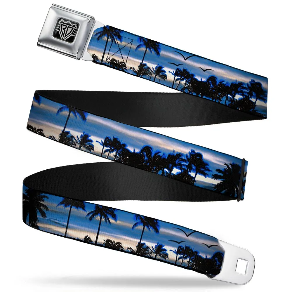 BD Wings Logo CLOSE-UP Full Color Black Silver Seatbelt Belt - Blue Sunset Webbing