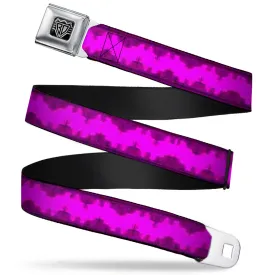 BD Wings Logo CLOSE-UP Full Color Black Silver Seatbelt Belt - Boudoir Wallpaper Fuchsia/Black Webbing