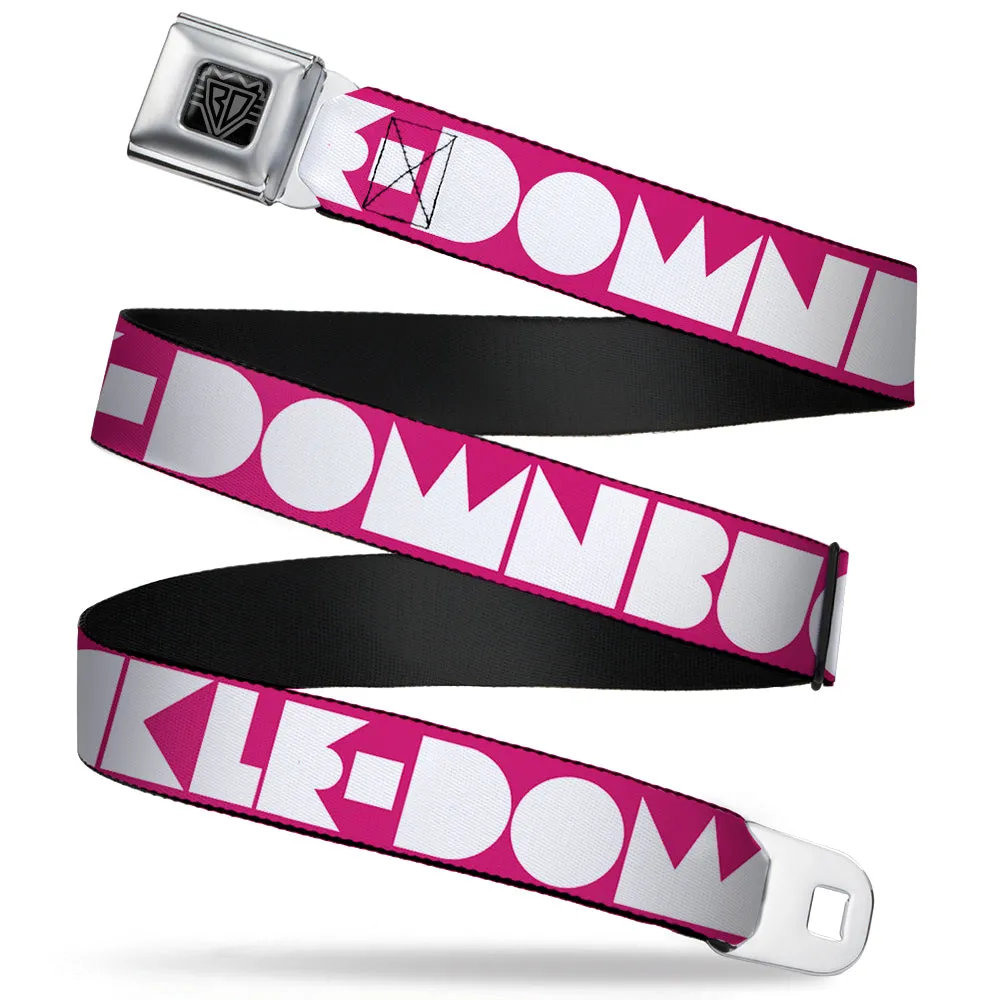 BD Wings Logo CLOSE-UP Full Color Black Silver Seatbelt Belt - BUCKLE-DOWN Shapes Hot Pink/White Webbing