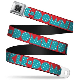 BD Wings Logo CLOSE-UP Full Color Black Silver Seatbelt Belt - BUCKLE-DOWN Shapes Red/Dot Turquoise/White Webbing