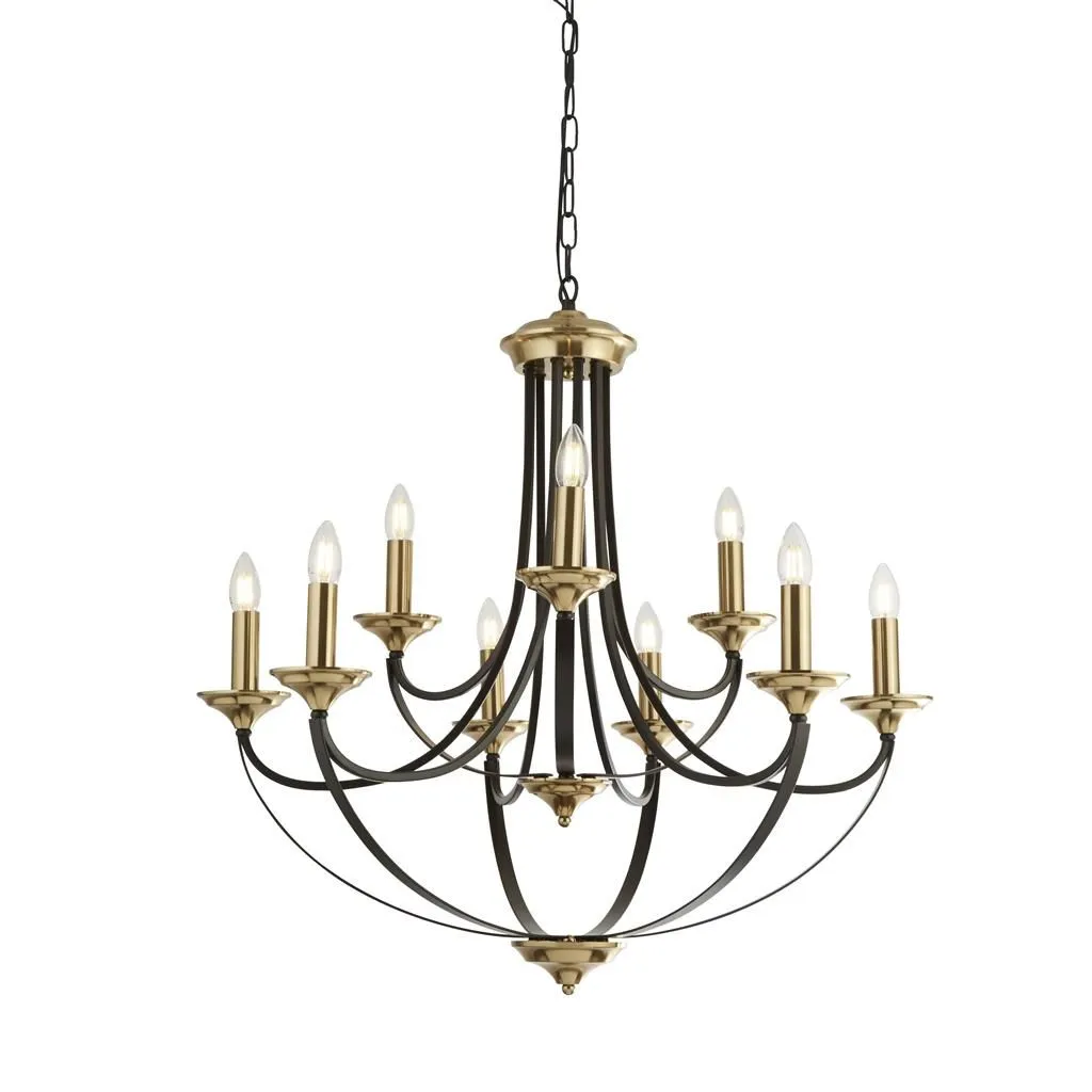 Belfry 5/9 Lt Multi-Arm Pendant - Dark Bronze & Brass