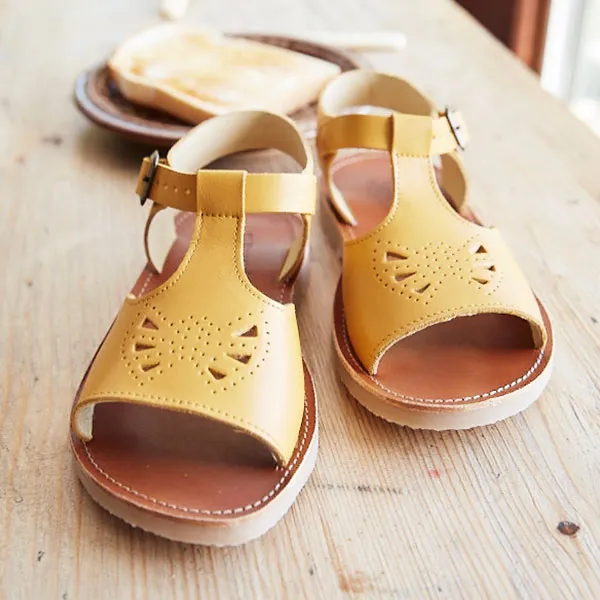 Belle T-Bar Kids Sandal Mustard Leather