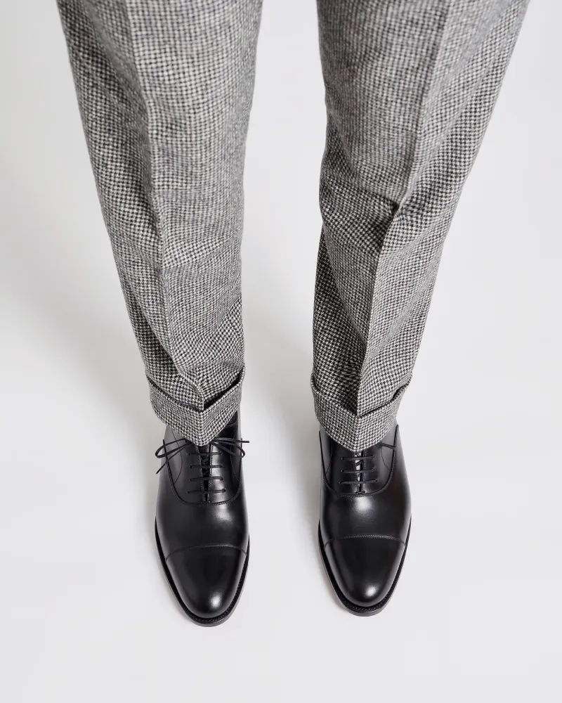 Black Cap Toe Oxford with Rubber Half Soles