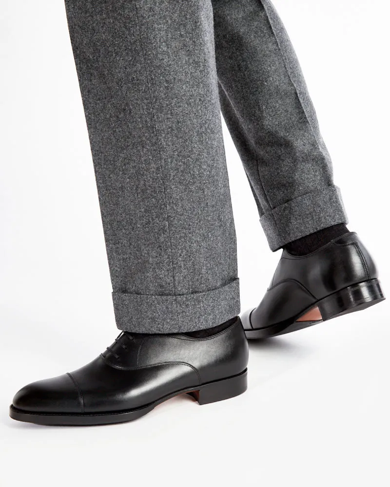 Black Cap Toe Oxford with Rubber Half Soles