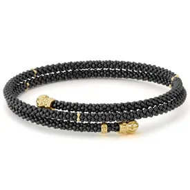 Black Caviar Ceramic Wrap Bracelet | 3mm