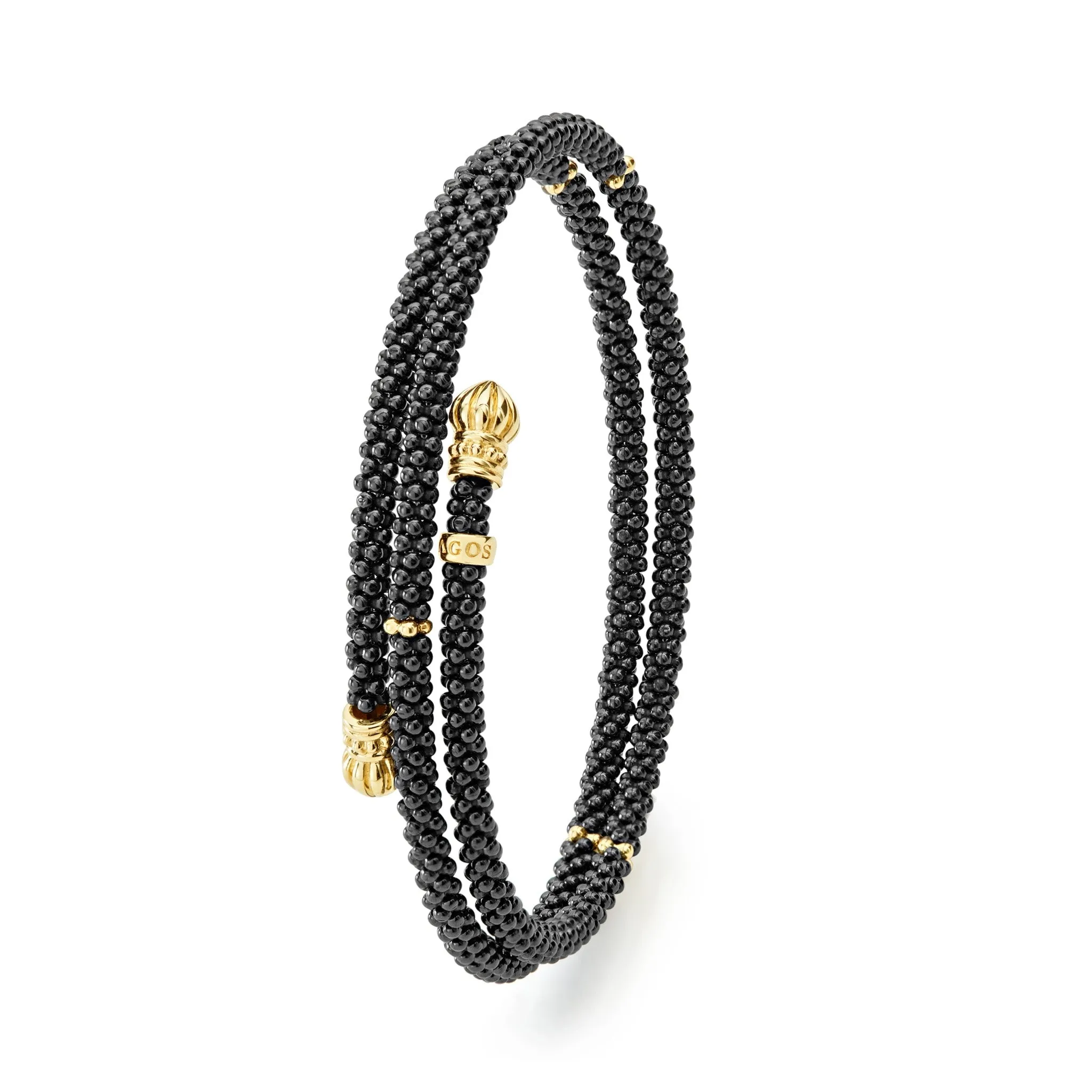 Black Caviar Ceramic Wrap Bracelet | 3mm