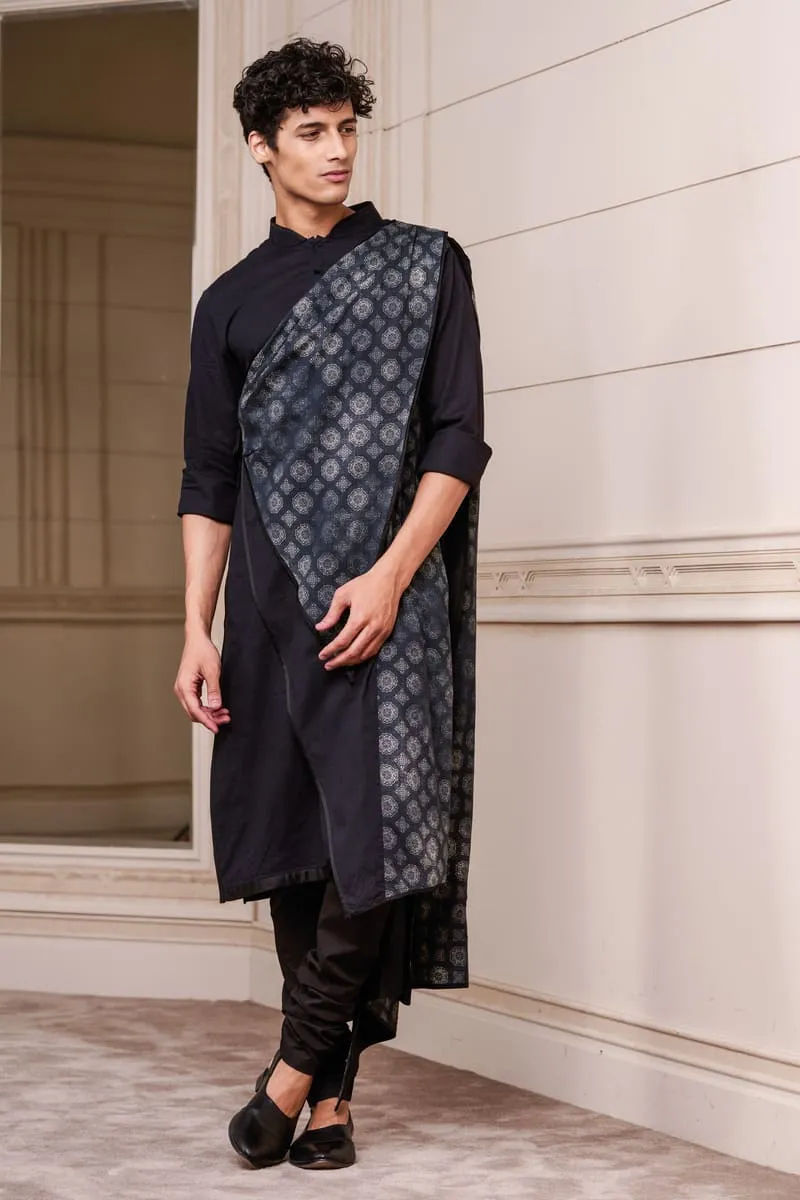 Black Draped Kurta Set classic