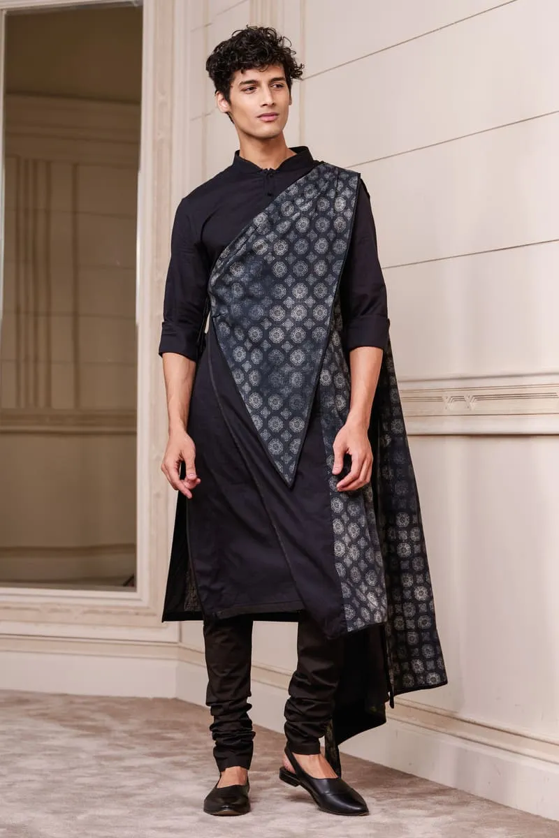 Black Draped Kurta Set classic