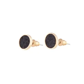 Black Gold Mini Round Glitter Stud Earrings