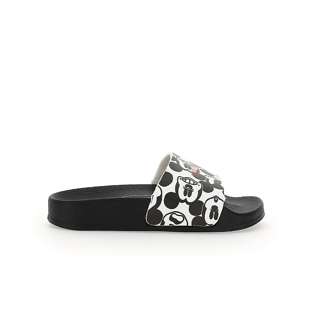 Black Mickey Mouse Logo Beach Slides