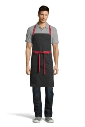 Black / Red Rebel Bib Apron (3 Pocket)