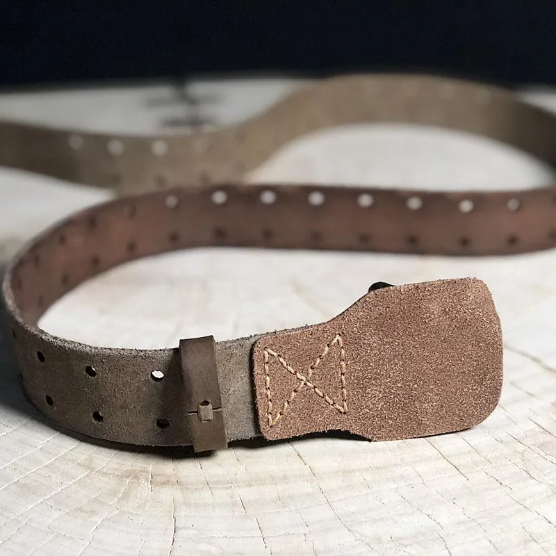 Black Washed Denim Leather Double Pins Belt Mens Red Brown Belt Men Brown Belt for Men