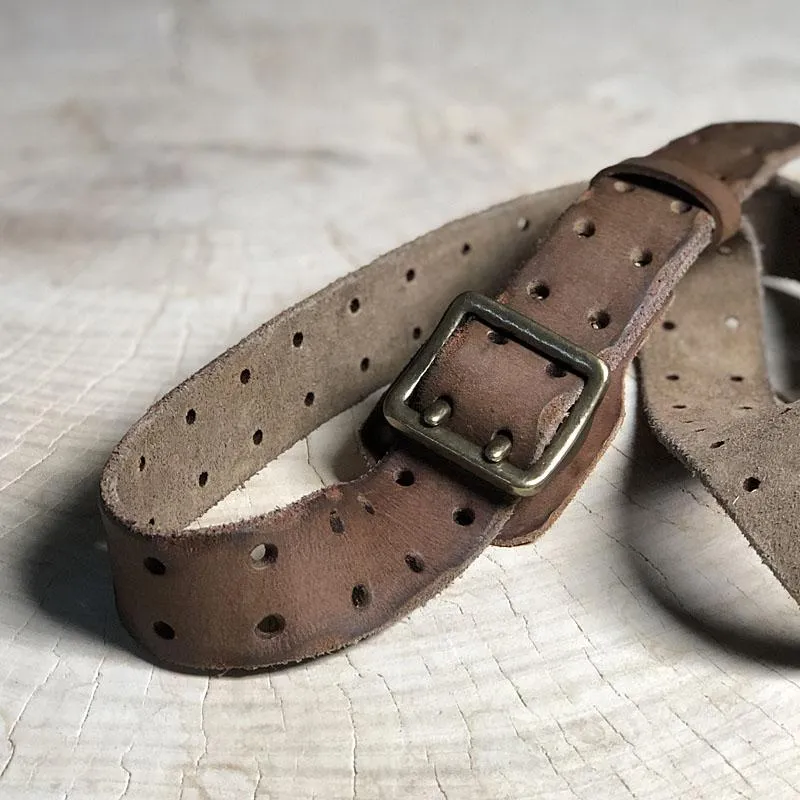 Black Washed Denim Leather Double Pins Belt Mens Red Brown Belt Men Brown Belt for Men