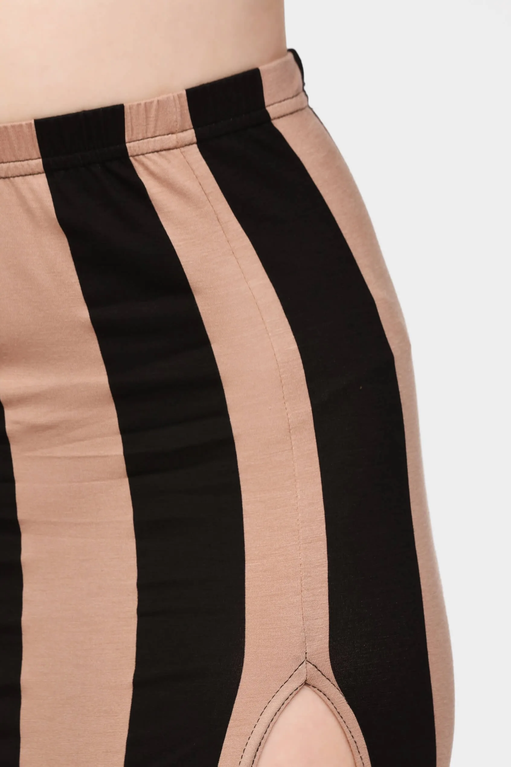 Black/Tan Striped Maxi Skirt