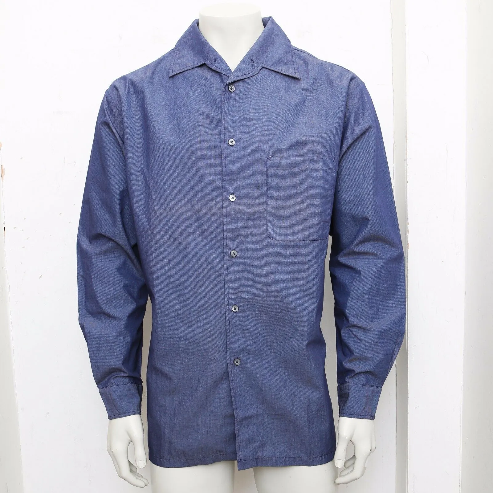 Blue Cotton Long Sleeve Shirt