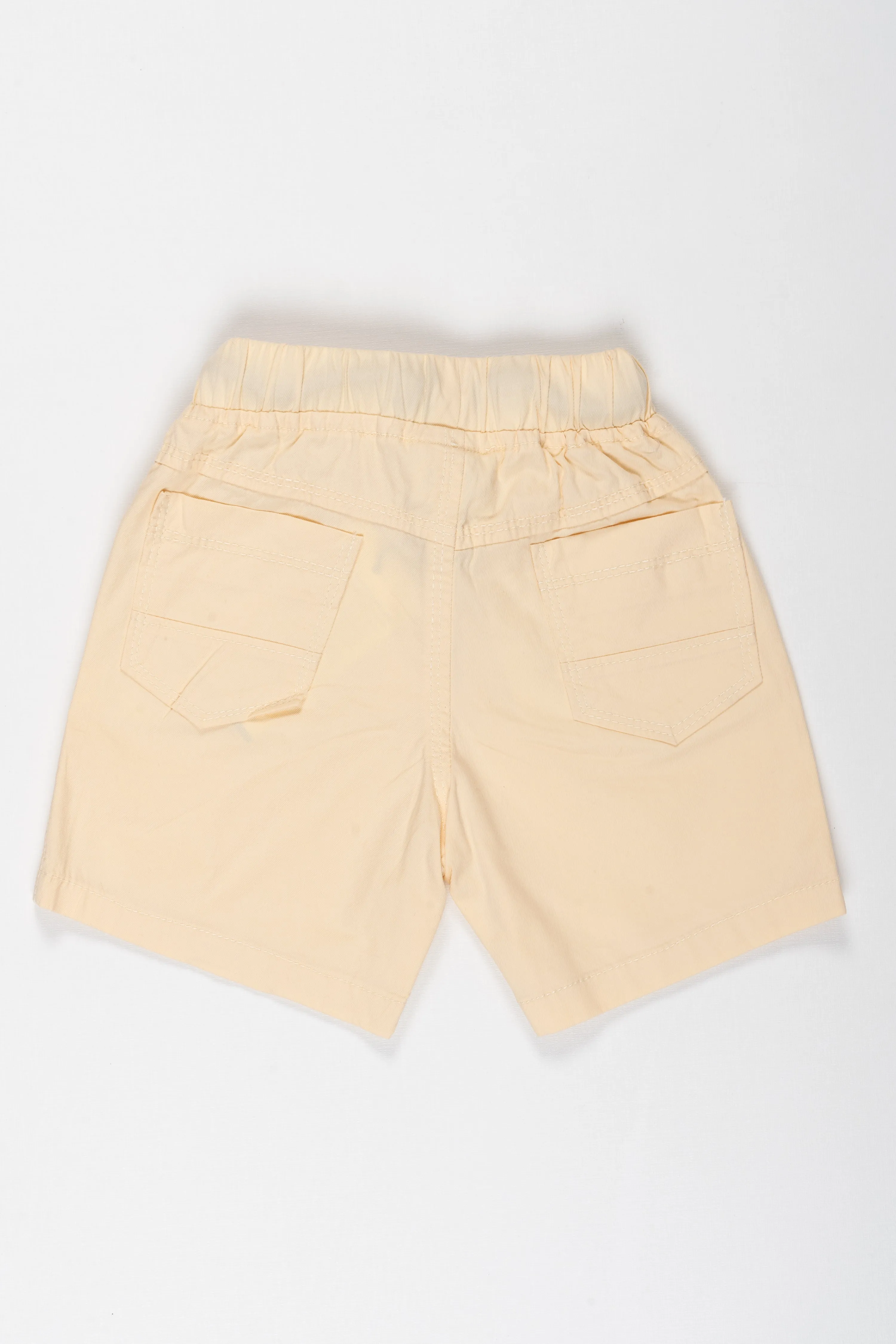 Boys Classic Beige Drawstring Shorts with Embroidered Detail