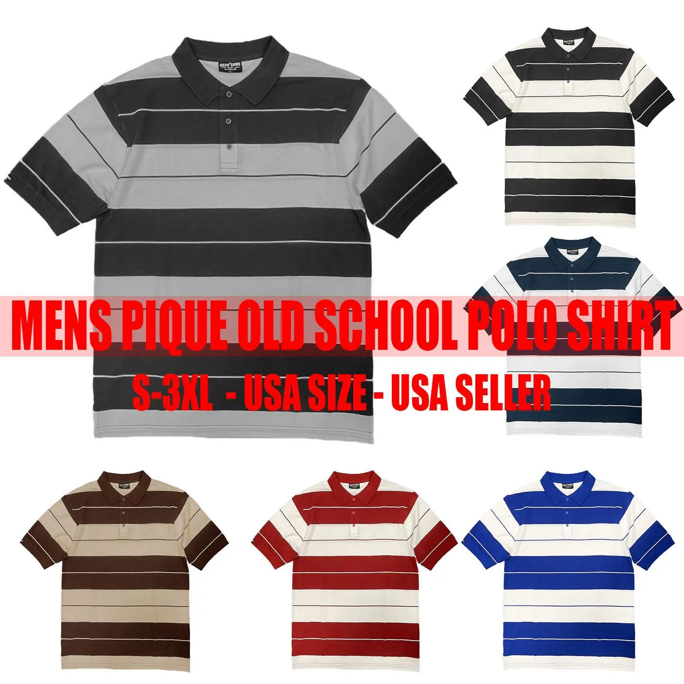 Brown/Khaki Old School Pique Polo Shirt