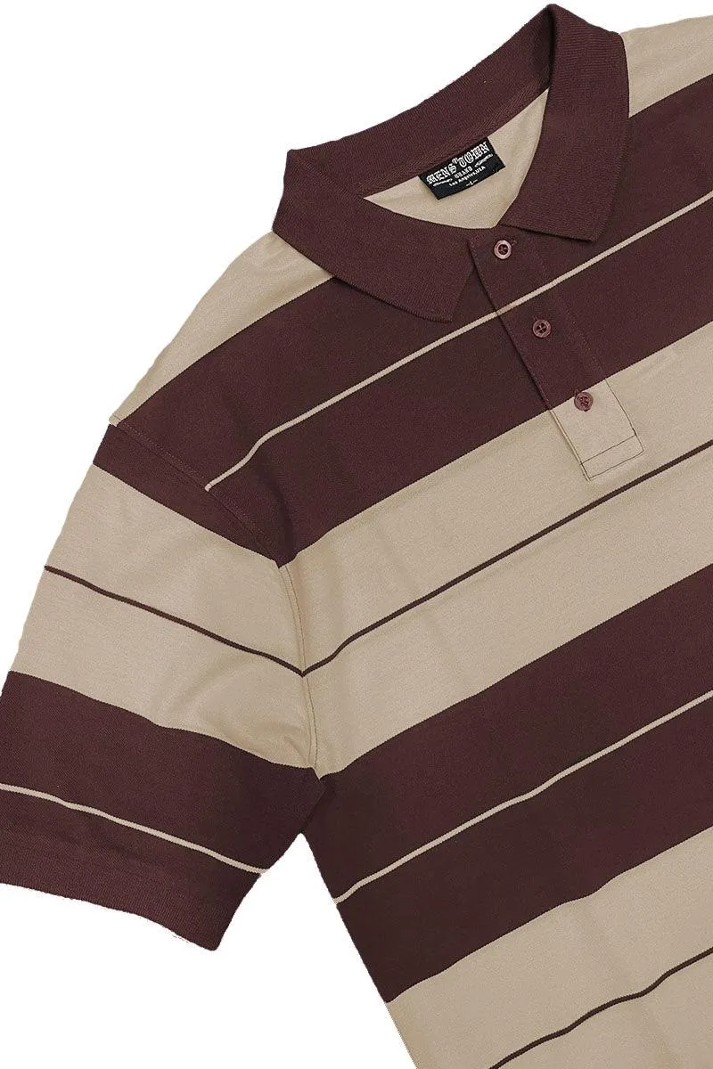 Brown/Khaki Old School Pique Polo Shirt