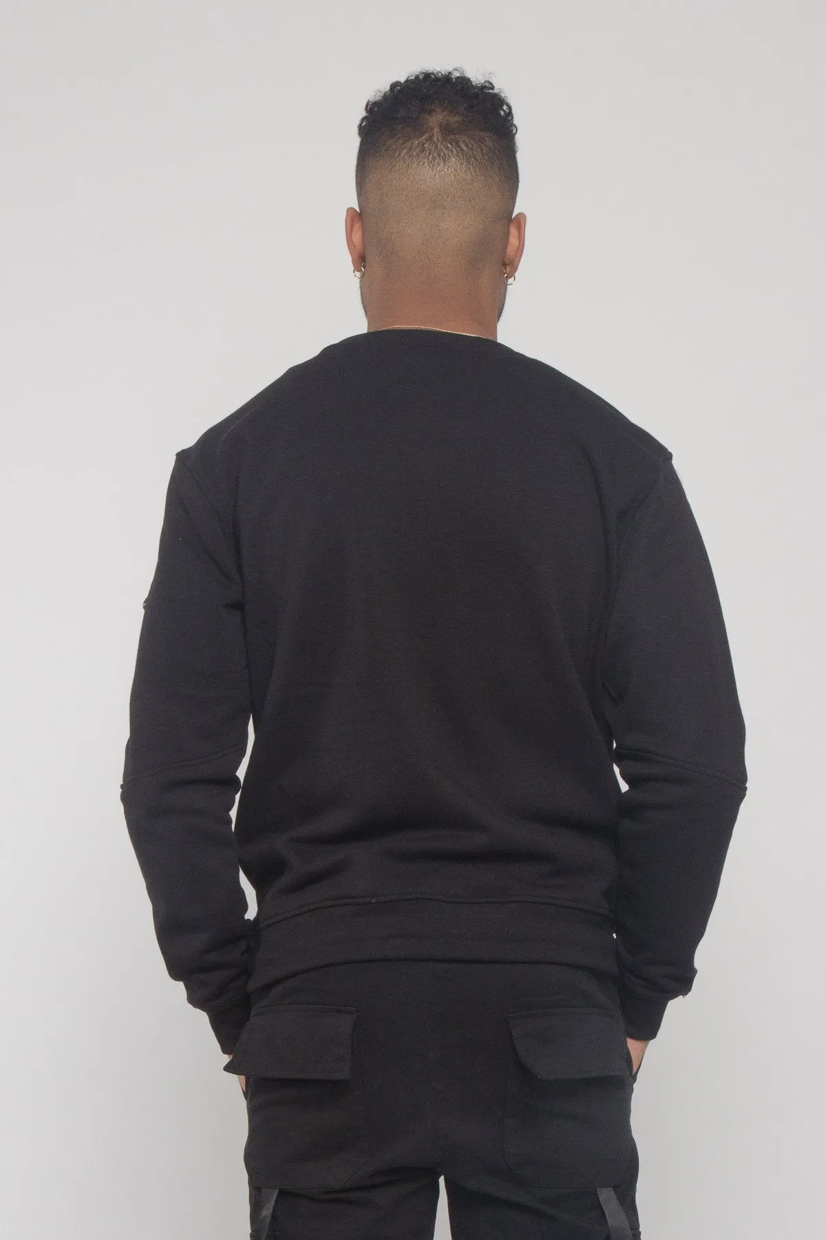 Buckled Front Pocket Pullover Crewneck