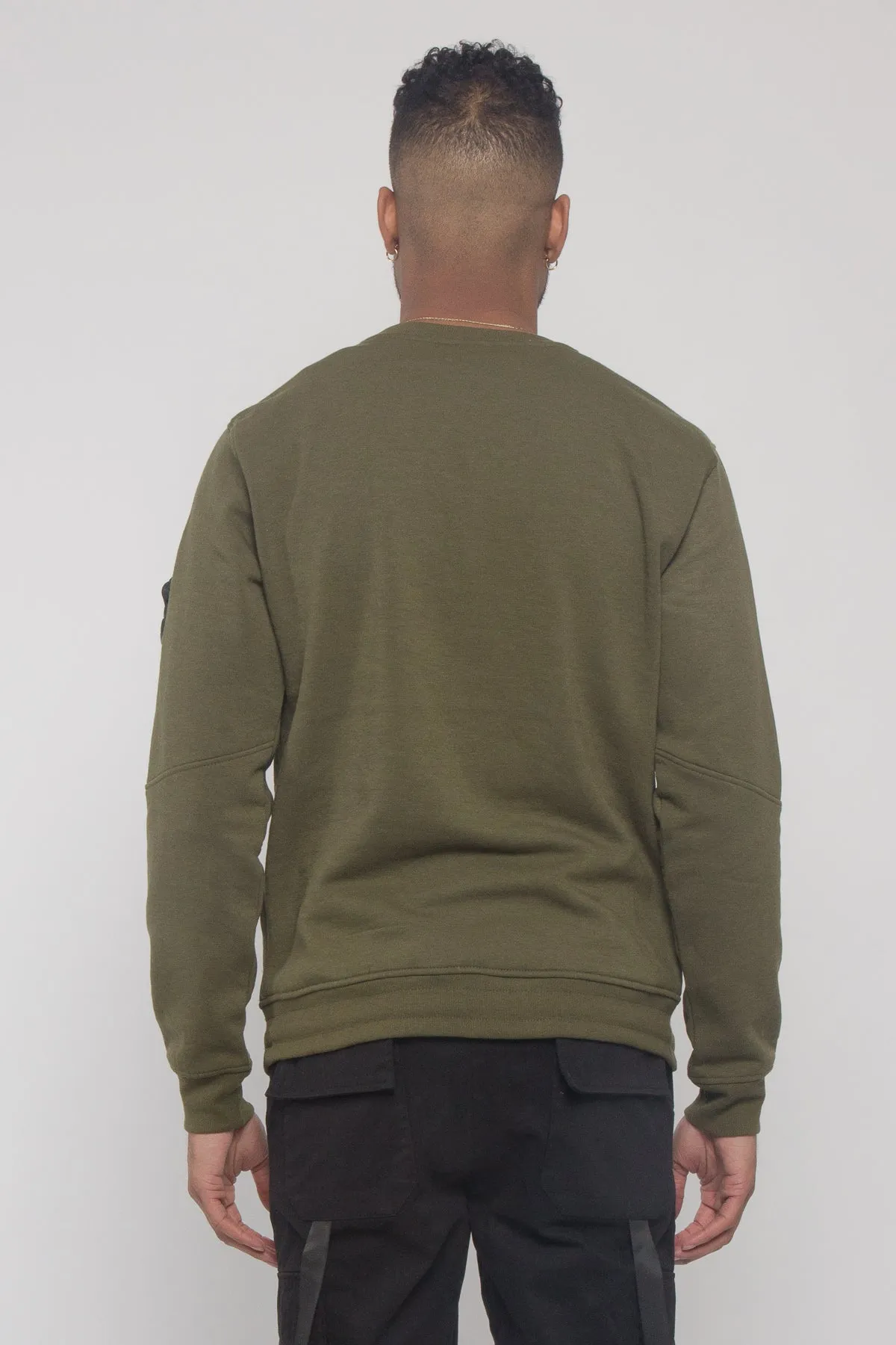 Buckled Front Pocket Pullover Crewneck