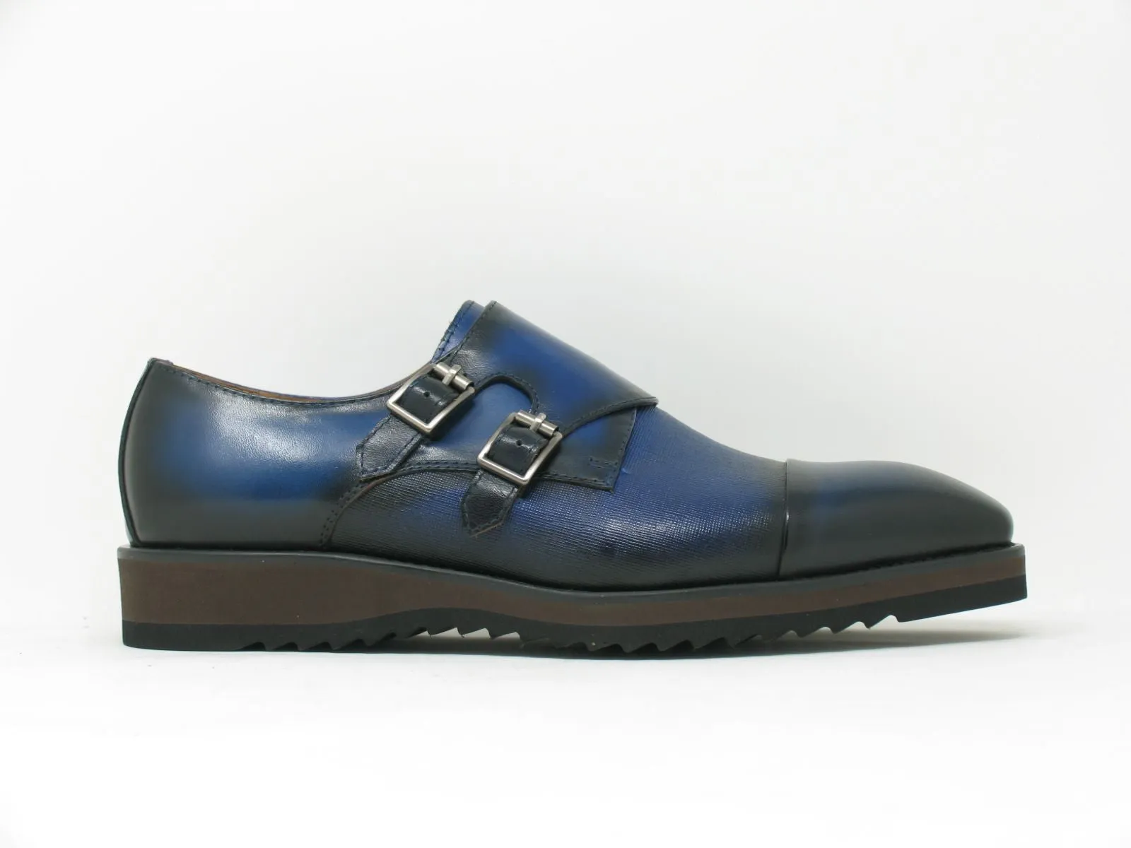 Calfskin Double Monkstrap Shoe Blue