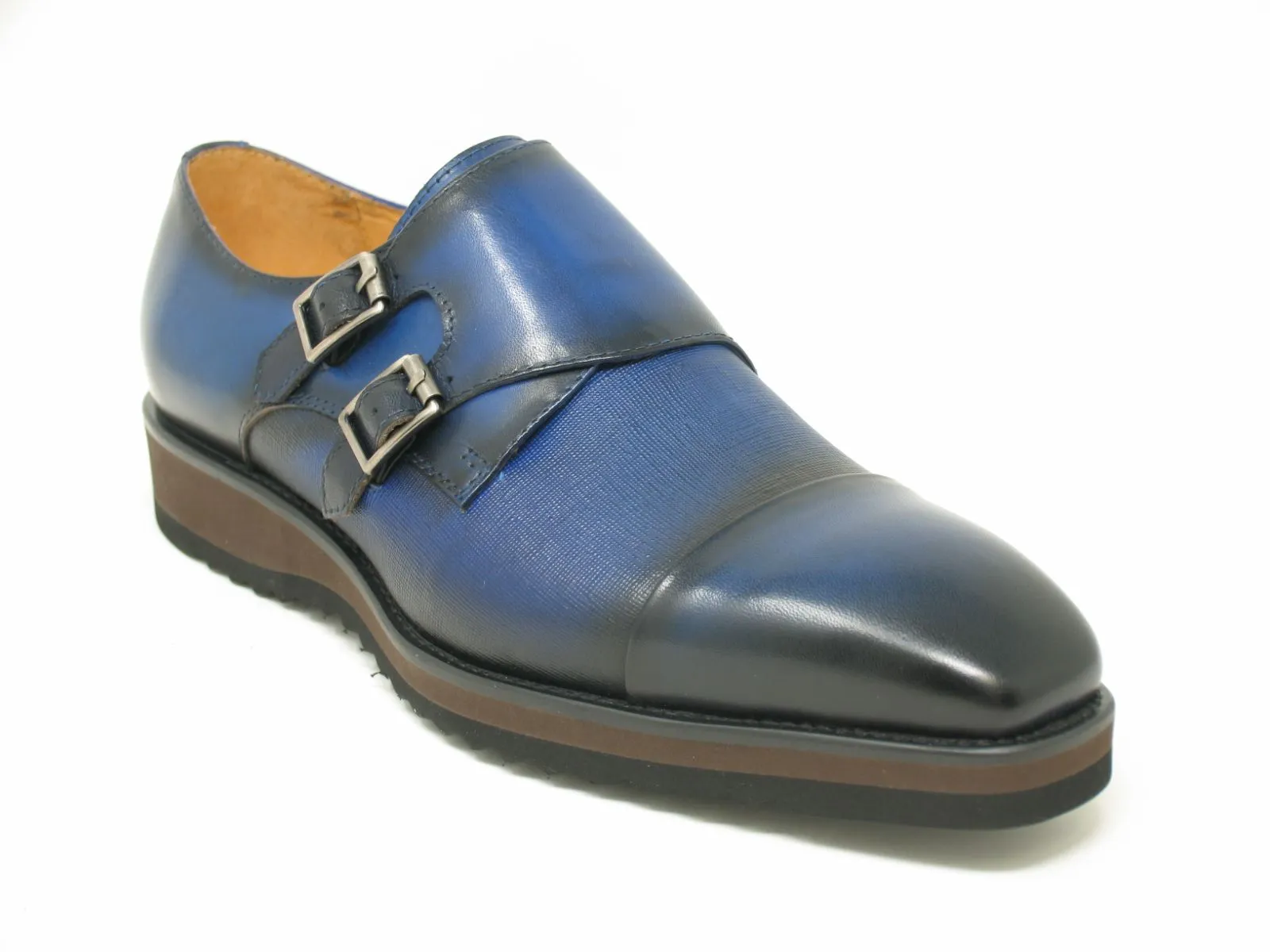 Calfskin Double Monkstrap Shoe Blue