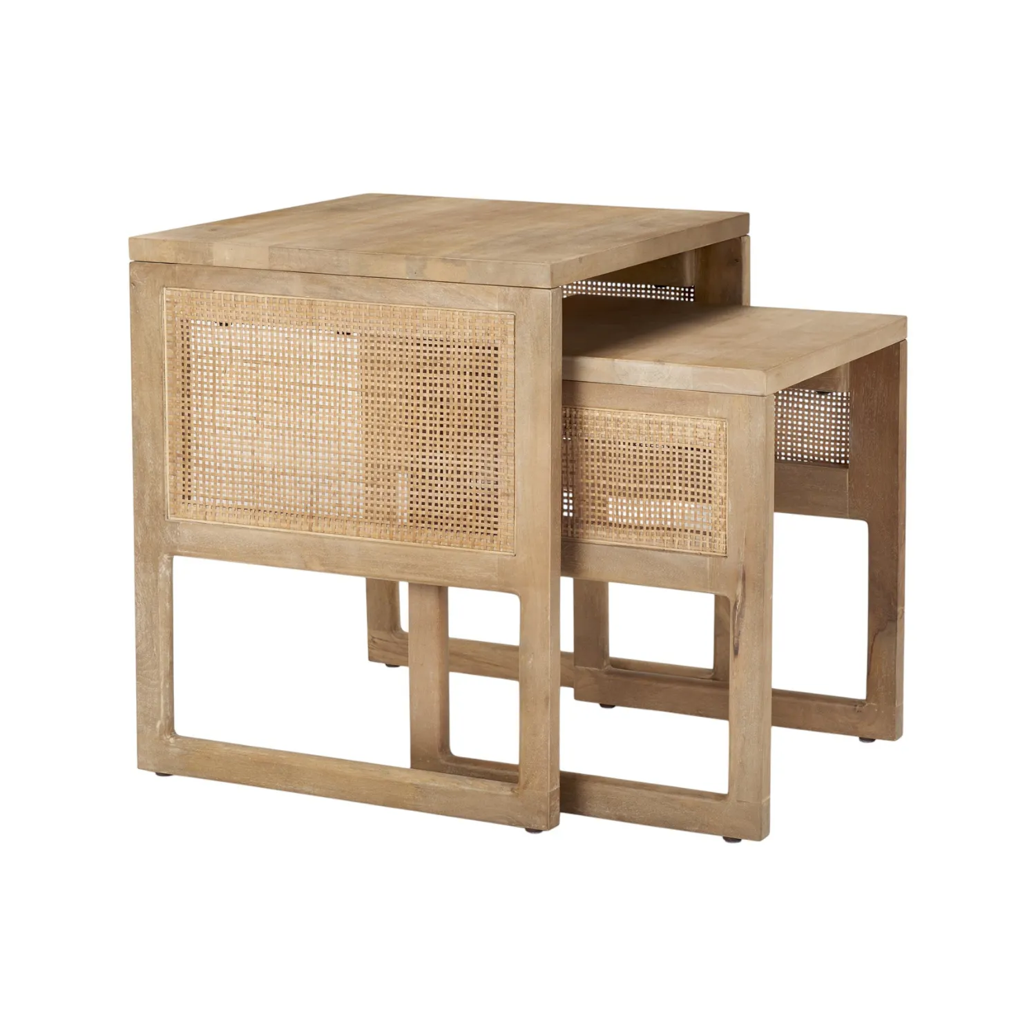 Cannes Natural Wood Nesting Side Table Set