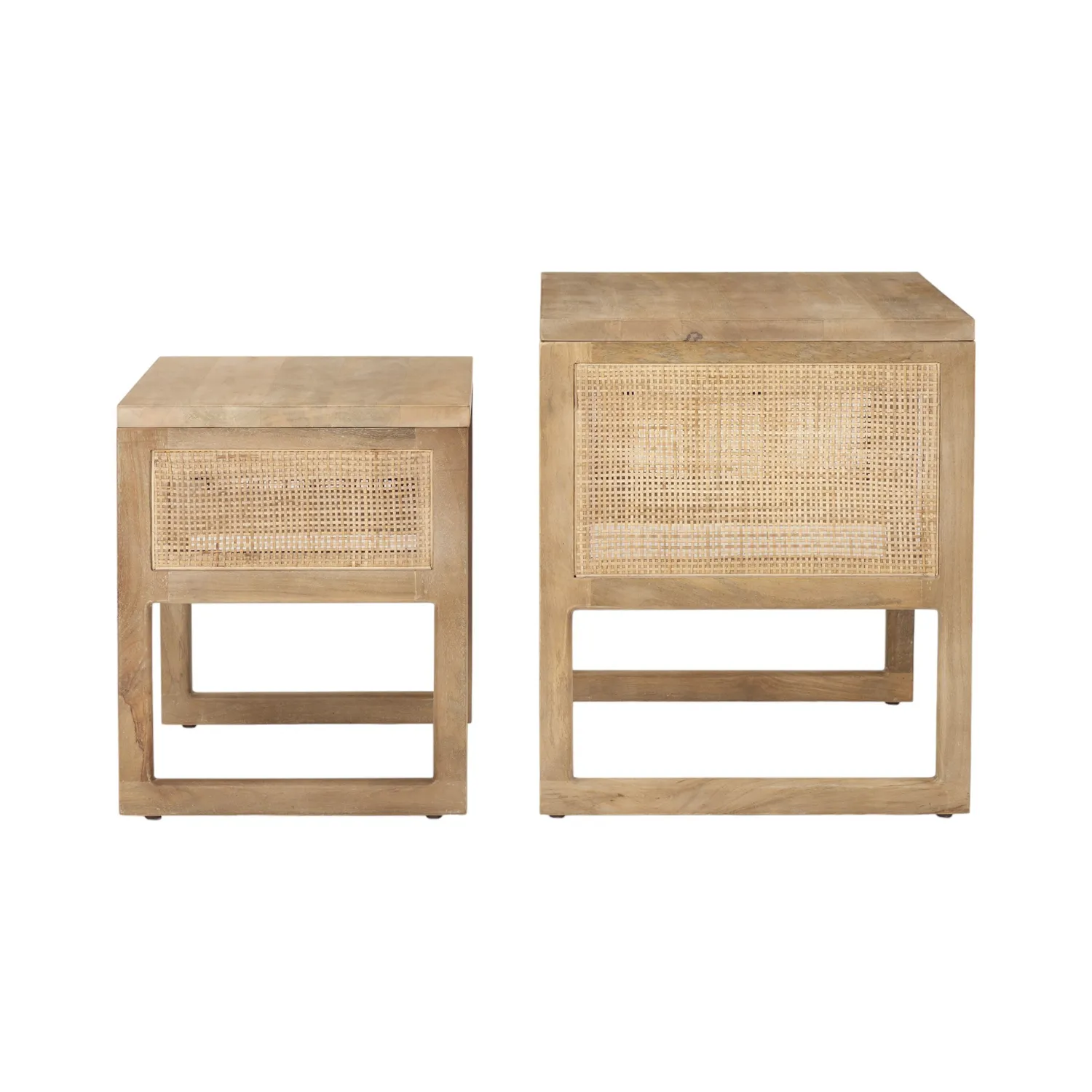 Cannes Natural Wood Nesting Side Table Set