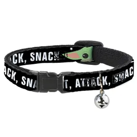 Cat Collar Breakaway - Star Wars The Child Chibi Face PROTECT ATTACK SNACK Black White by Buckle-Down