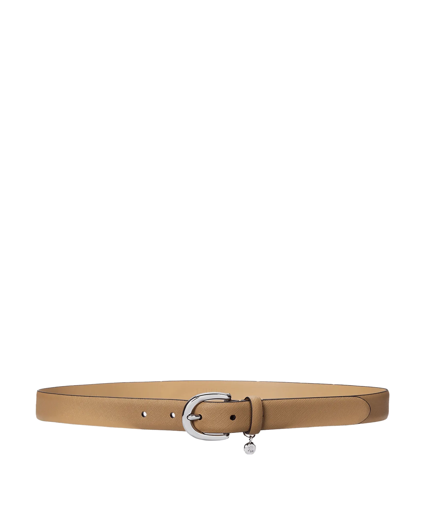 Charm Crosshatch Leather Belt - Beige