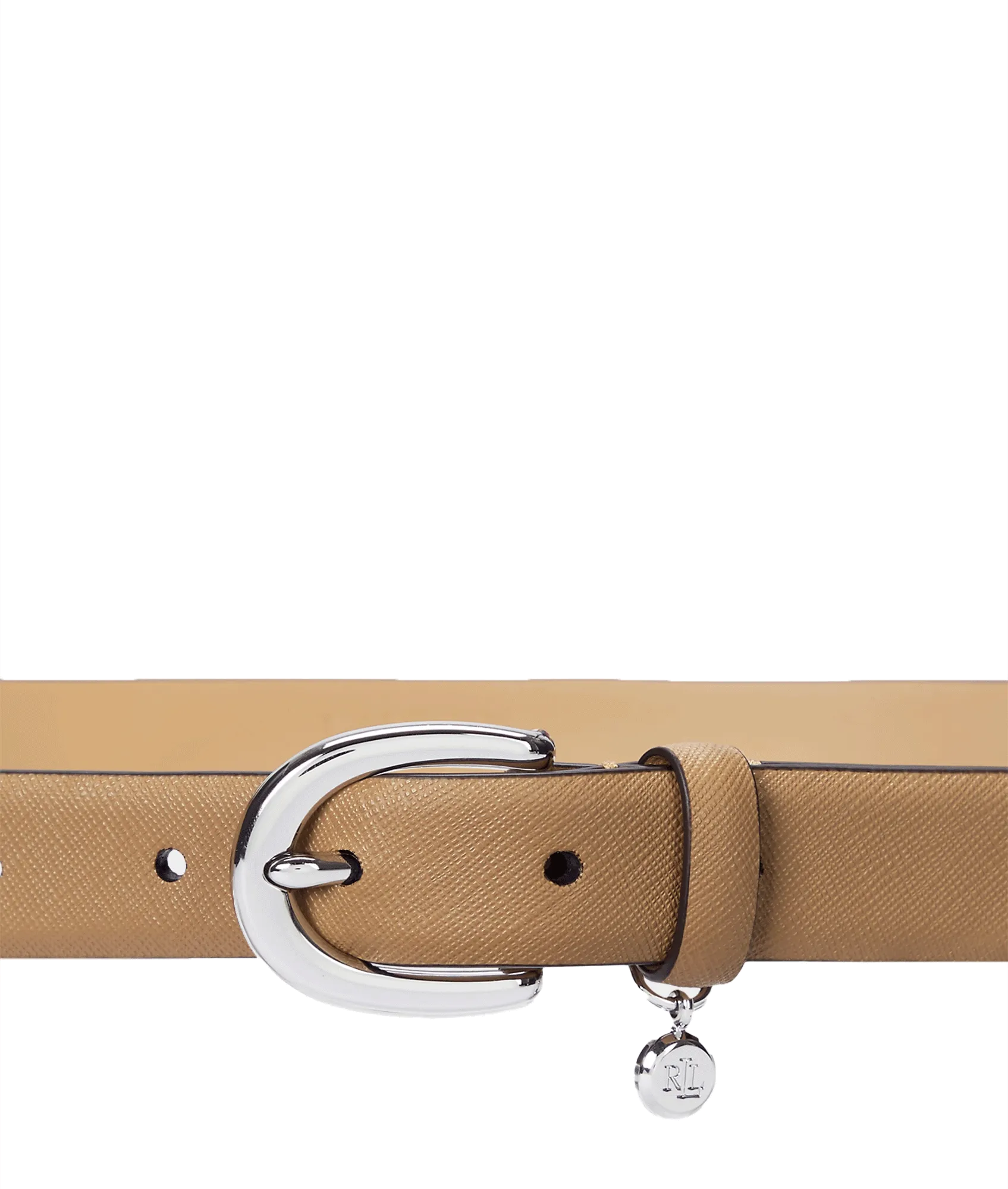 Charm Crosshatch Leather Belt - Beige