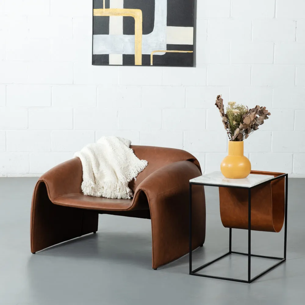 CHELSEA - Brown Leather Lounge Chair