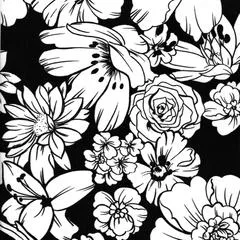 Chelsea Flowers on Black Oilcloth Tablecloths