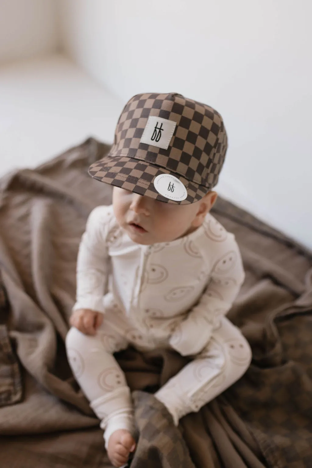 Children's Trucker Hat | Faded Brown Checker