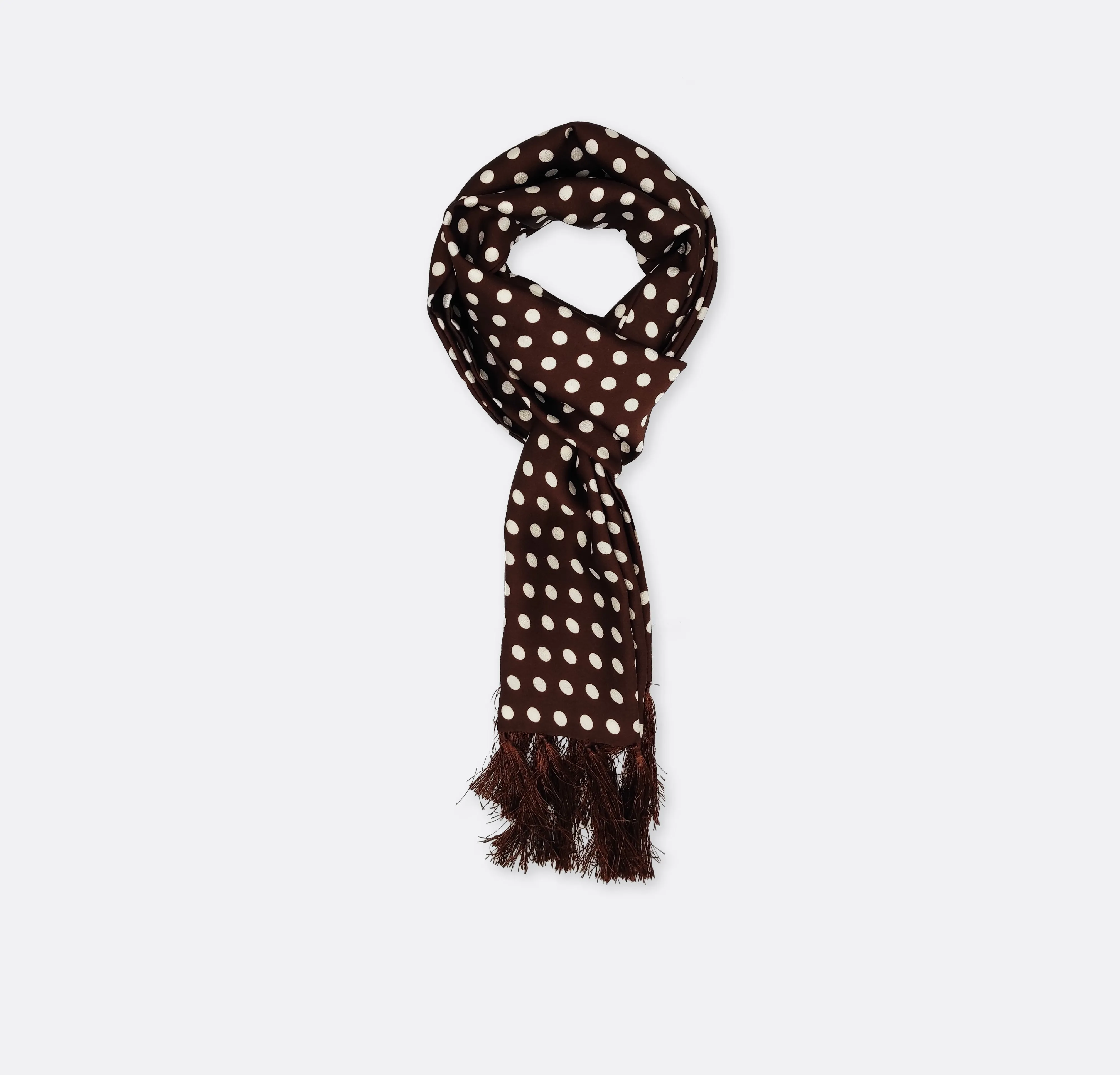 COFFEE BASE POLKA SILK MEN SCARVES