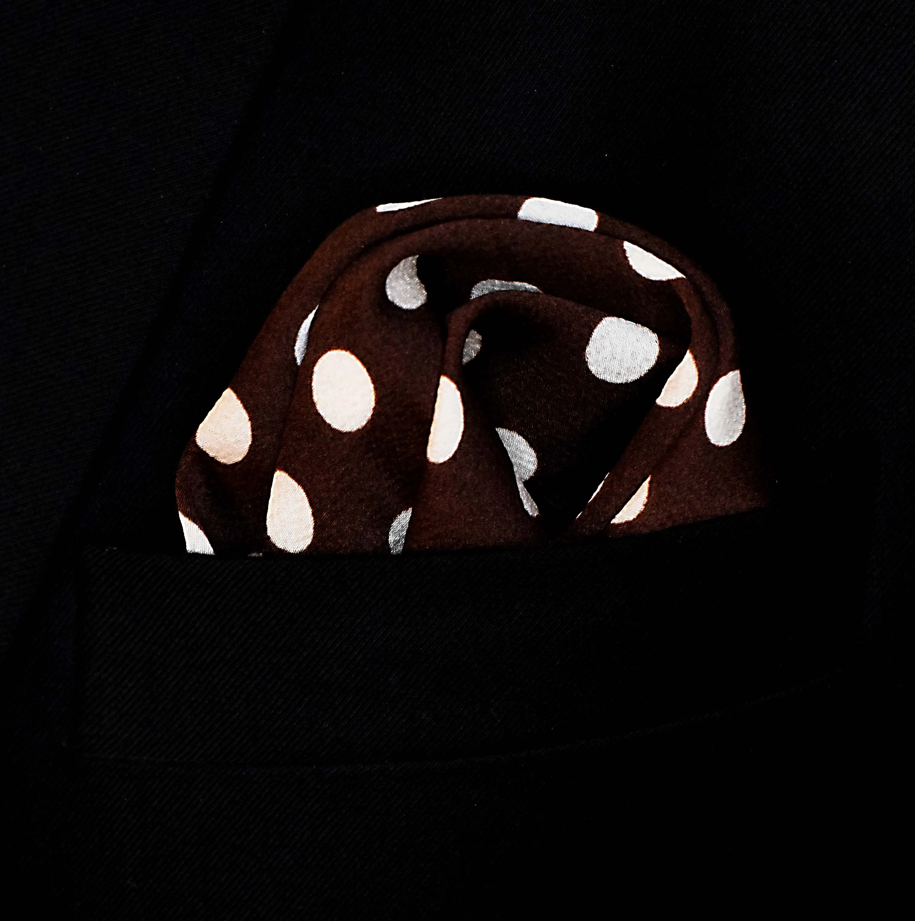 Coffee Base Polka Silk Pocket Squares