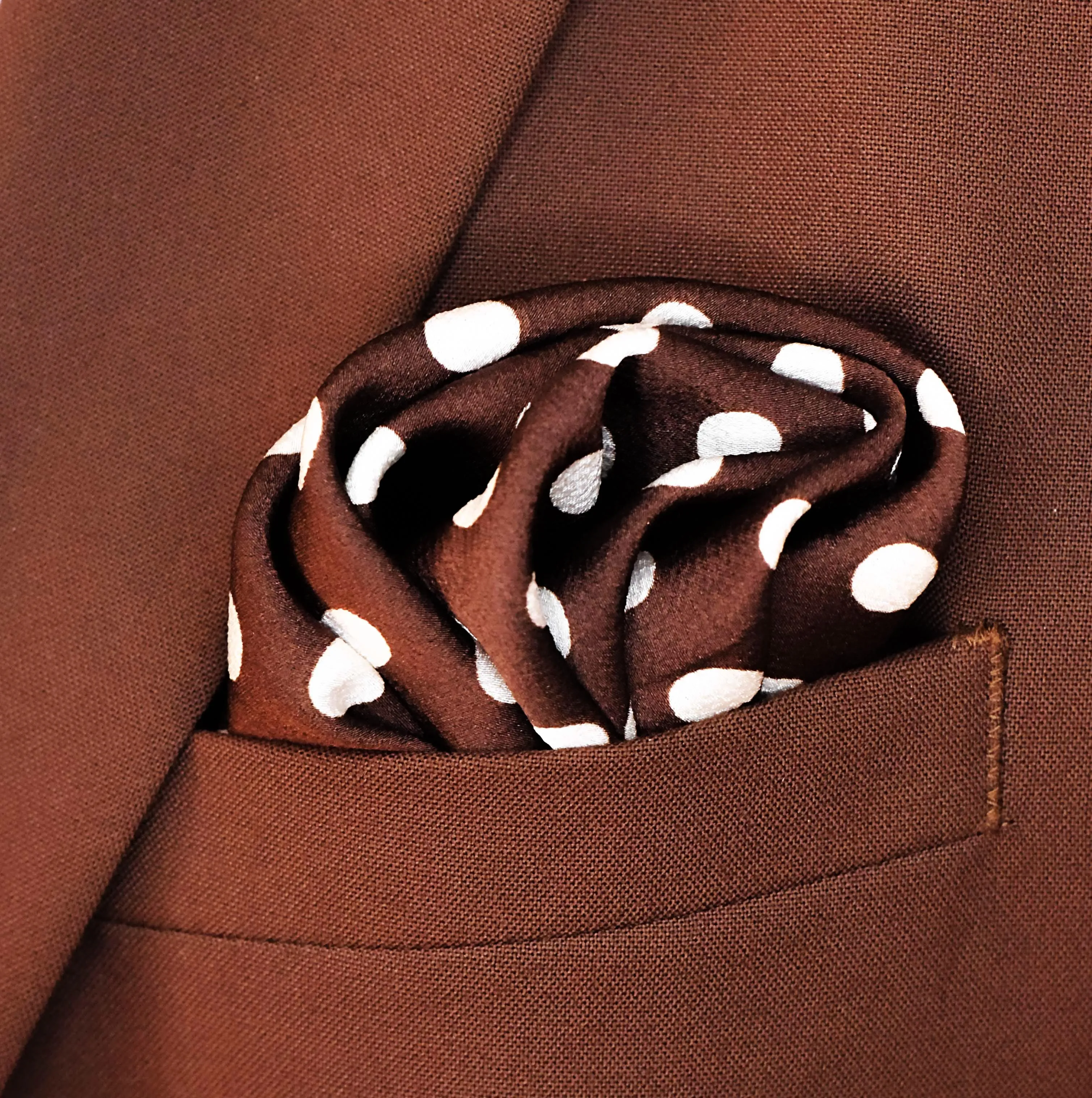 Coffee Base Polka Silk Pocket Squares