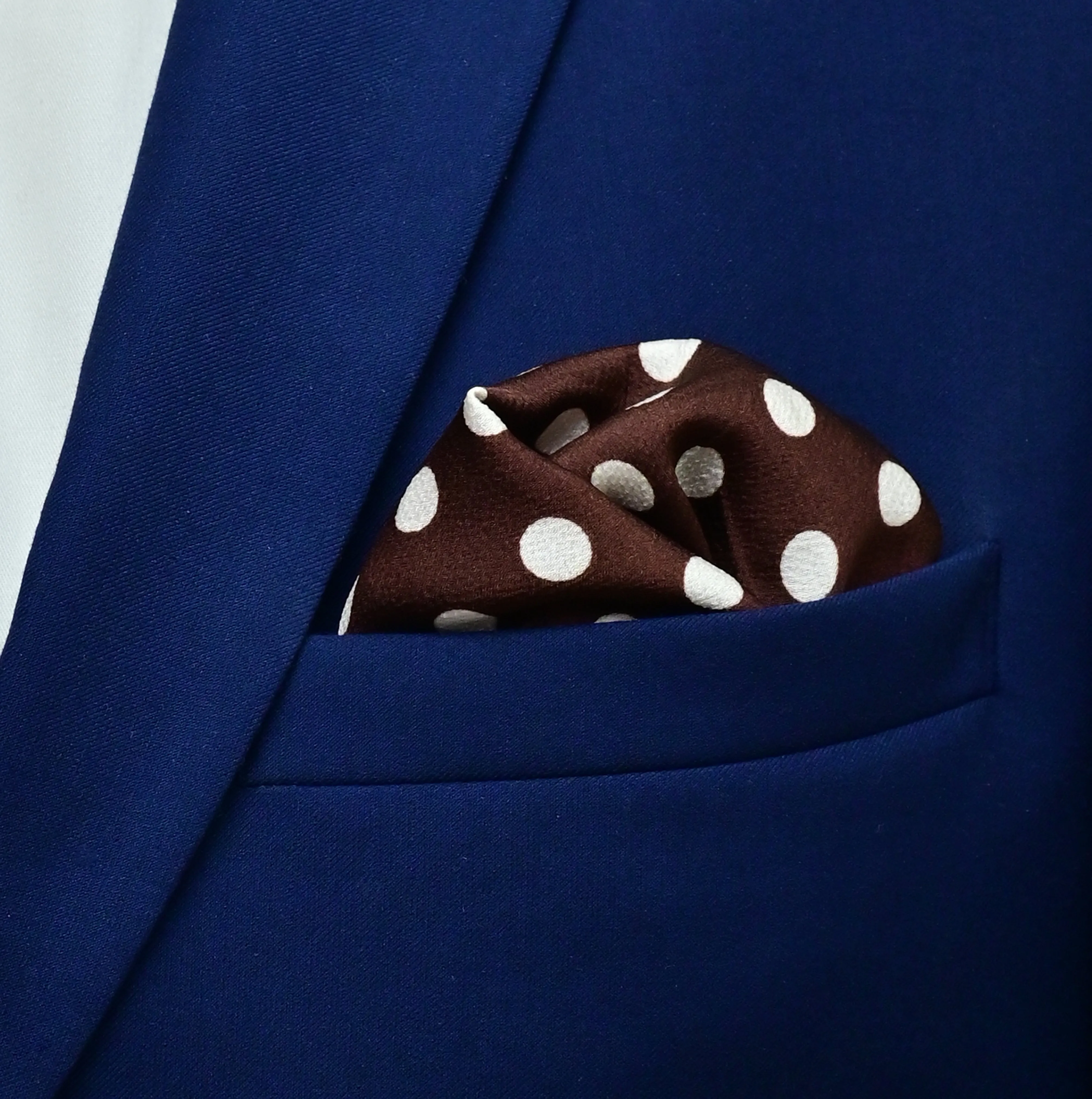 Coffee Base Polka Silk Pocket Squares