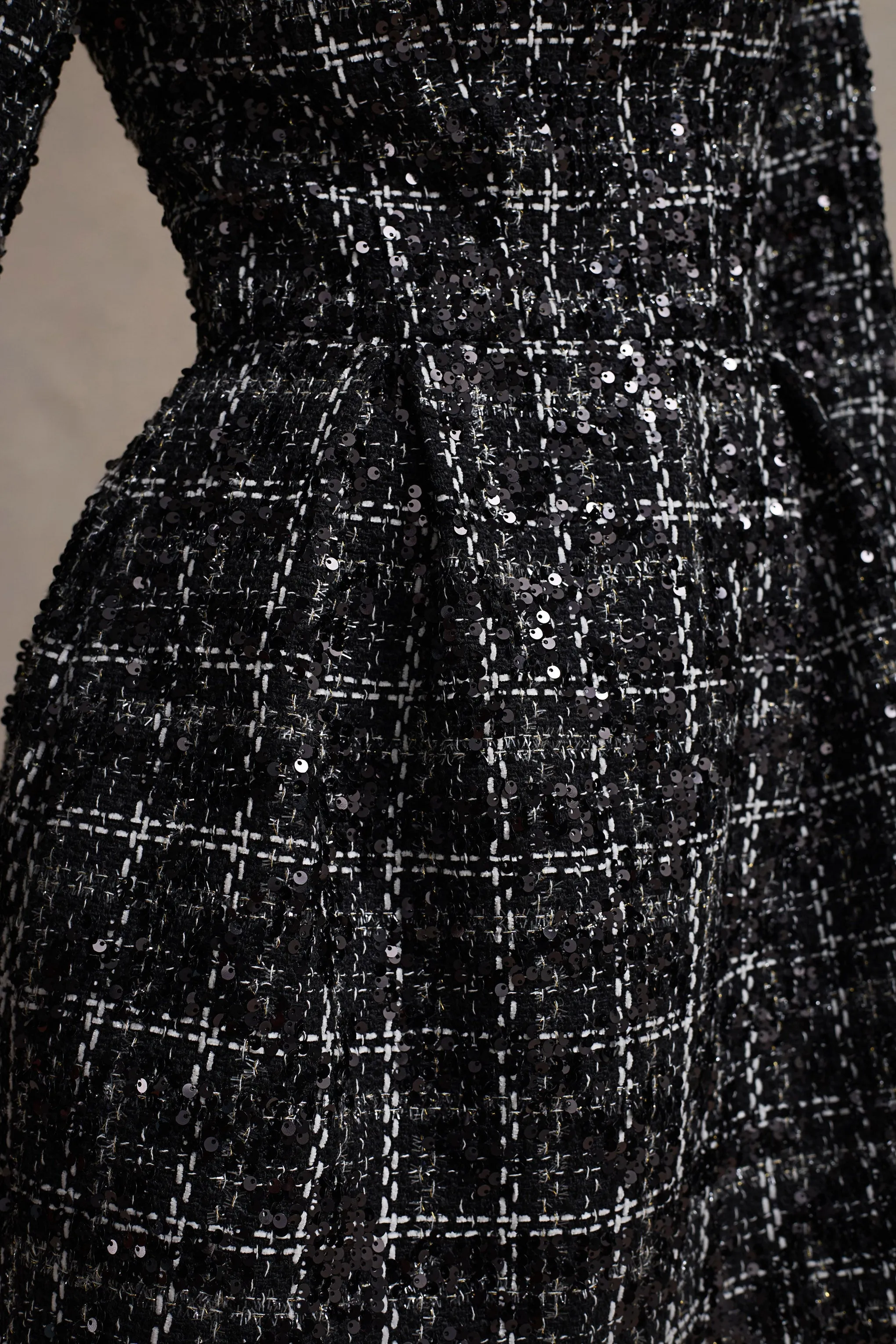 Contessa | Black Boucle Long-Sleeve Mini Dress