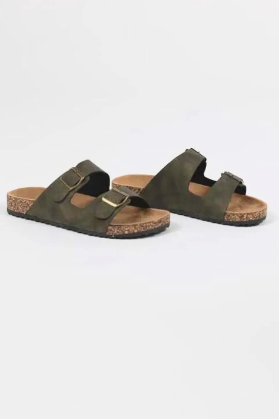 Stylish Double Buckle Khaki Slide Sandals for Effortless Summer Chic