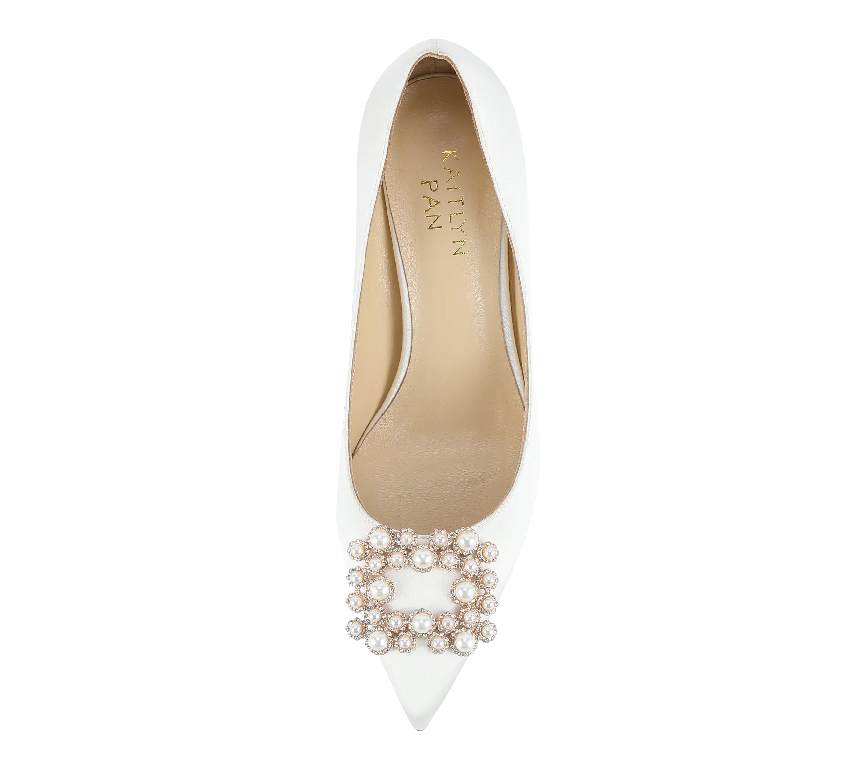 Crystal Pearl Buckled Satin Pumps