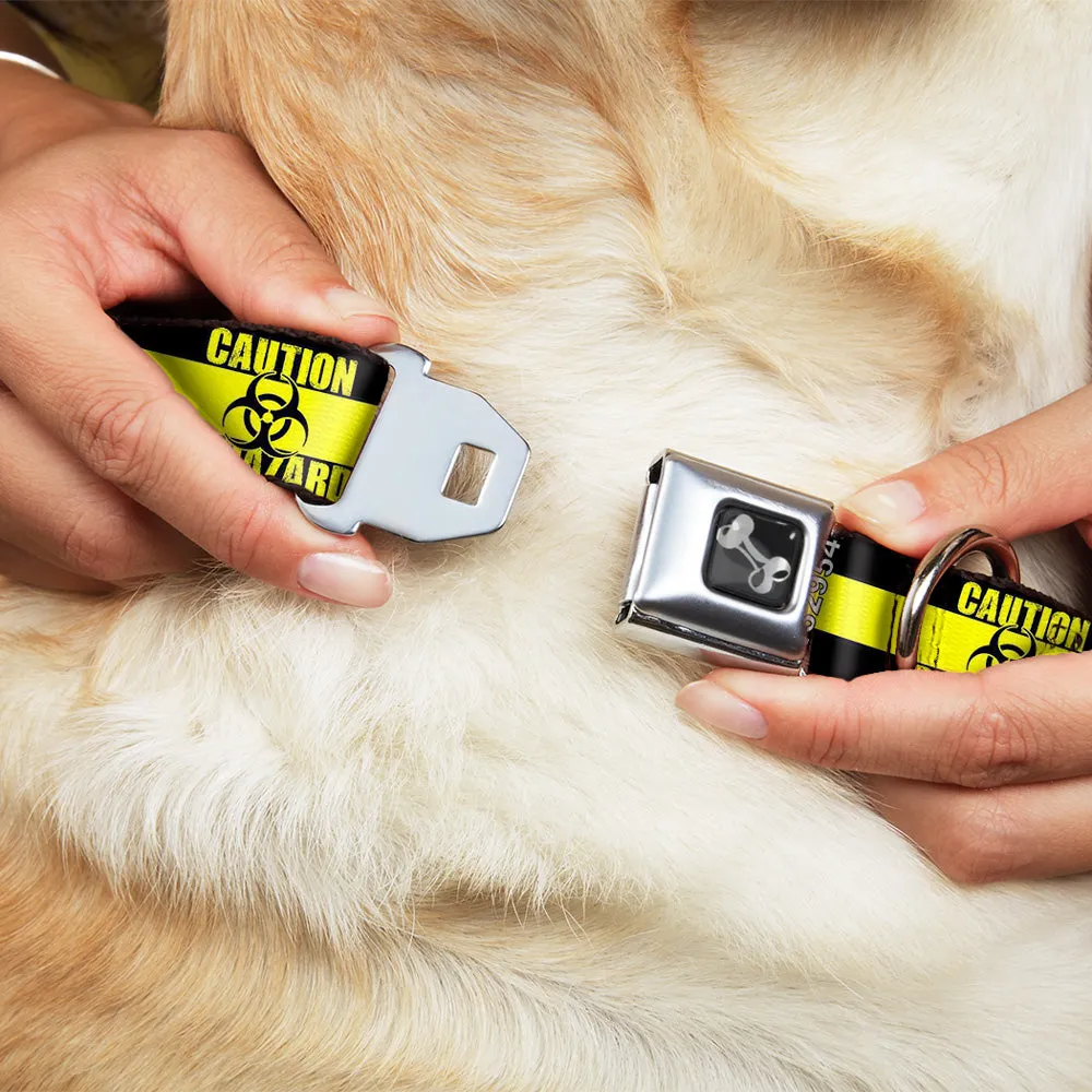 Dog Bone Seatbelt Buckle Collar - CAUTION BIOHAZARD Black/Yellow by Buckle-Down