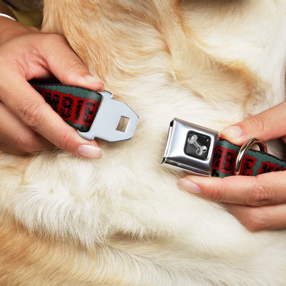 Dog Bone Seatbelt Buckle Collar - ZOMBIE KILLER Zombie March Green/Red/Black by Buckle-Down